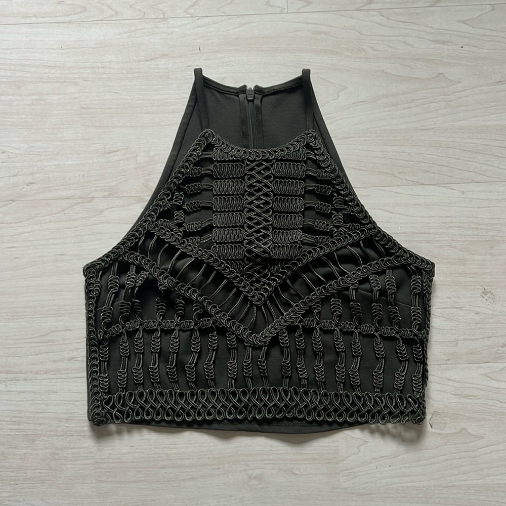 army green bohemian crop top